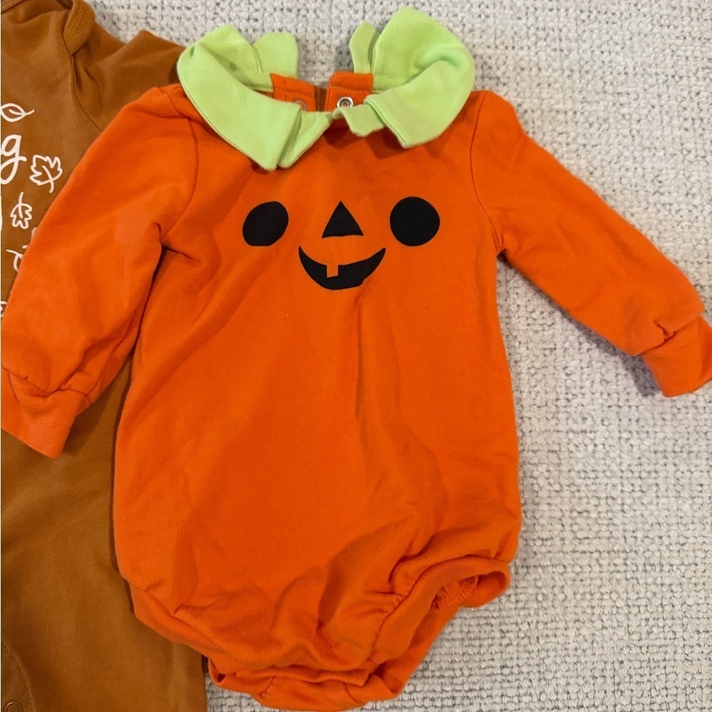 Cat & Jack Orange and Brown Kids One Pieces Footies - Picture 2 of 5